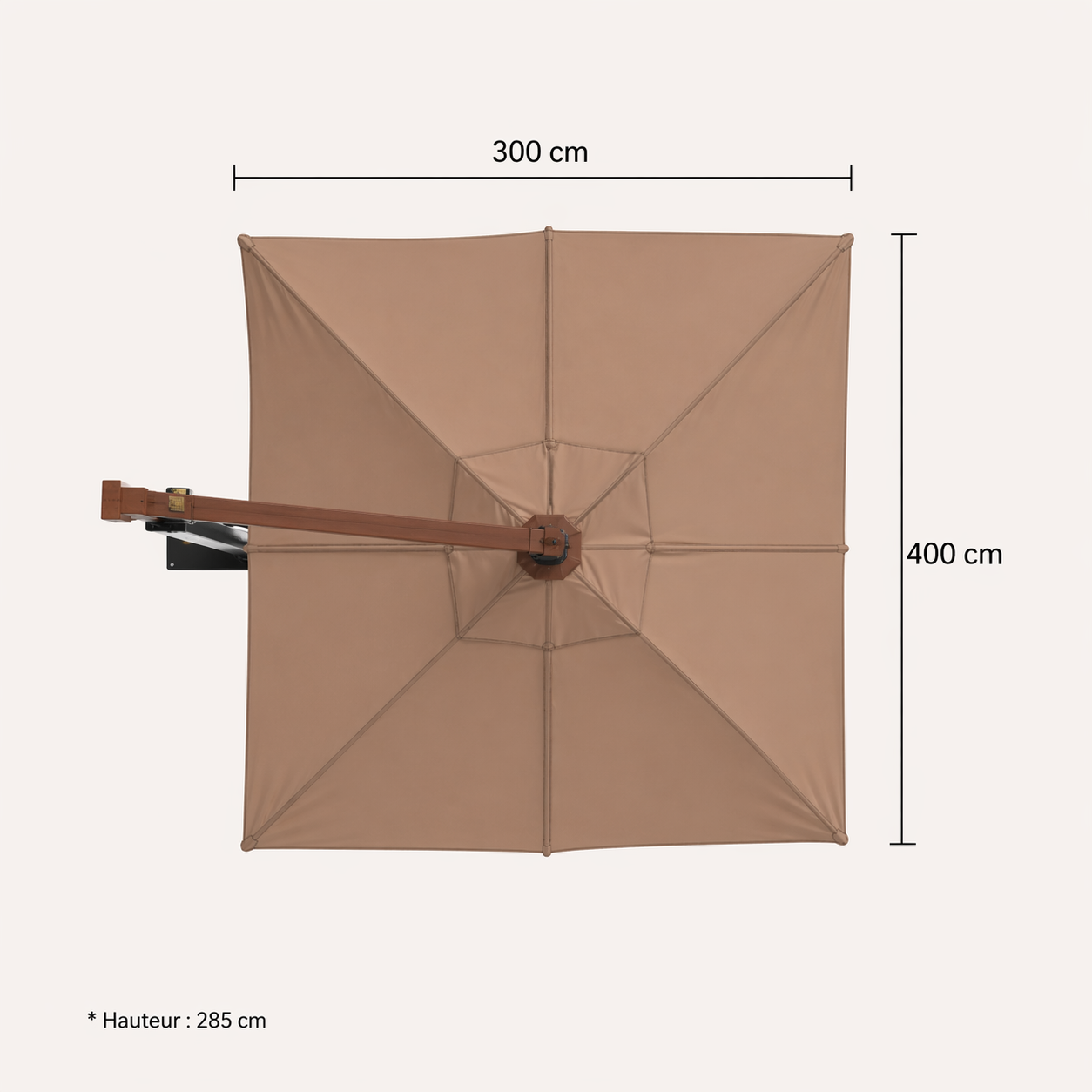 Parasol Déporté 3×4m Avec Mât Bois Premium | Shadora