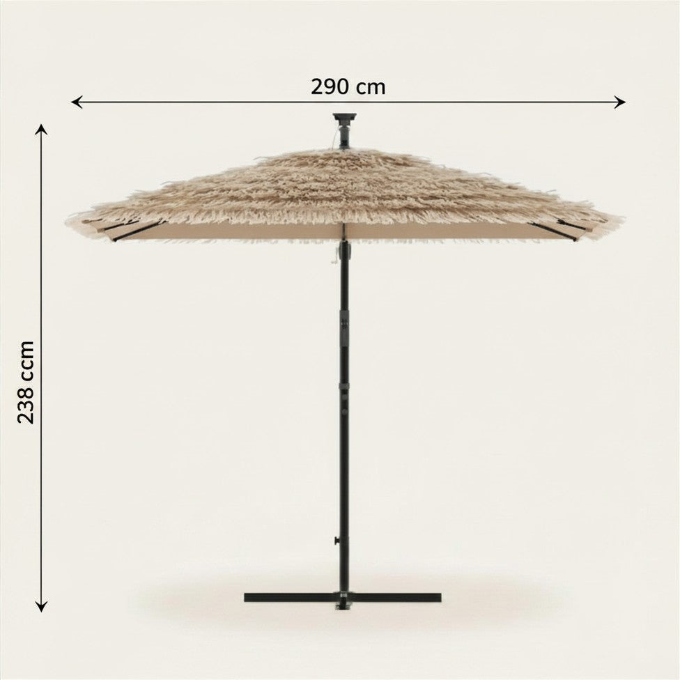 Parasol Exotique LED Carré Effet Paille | Shadora