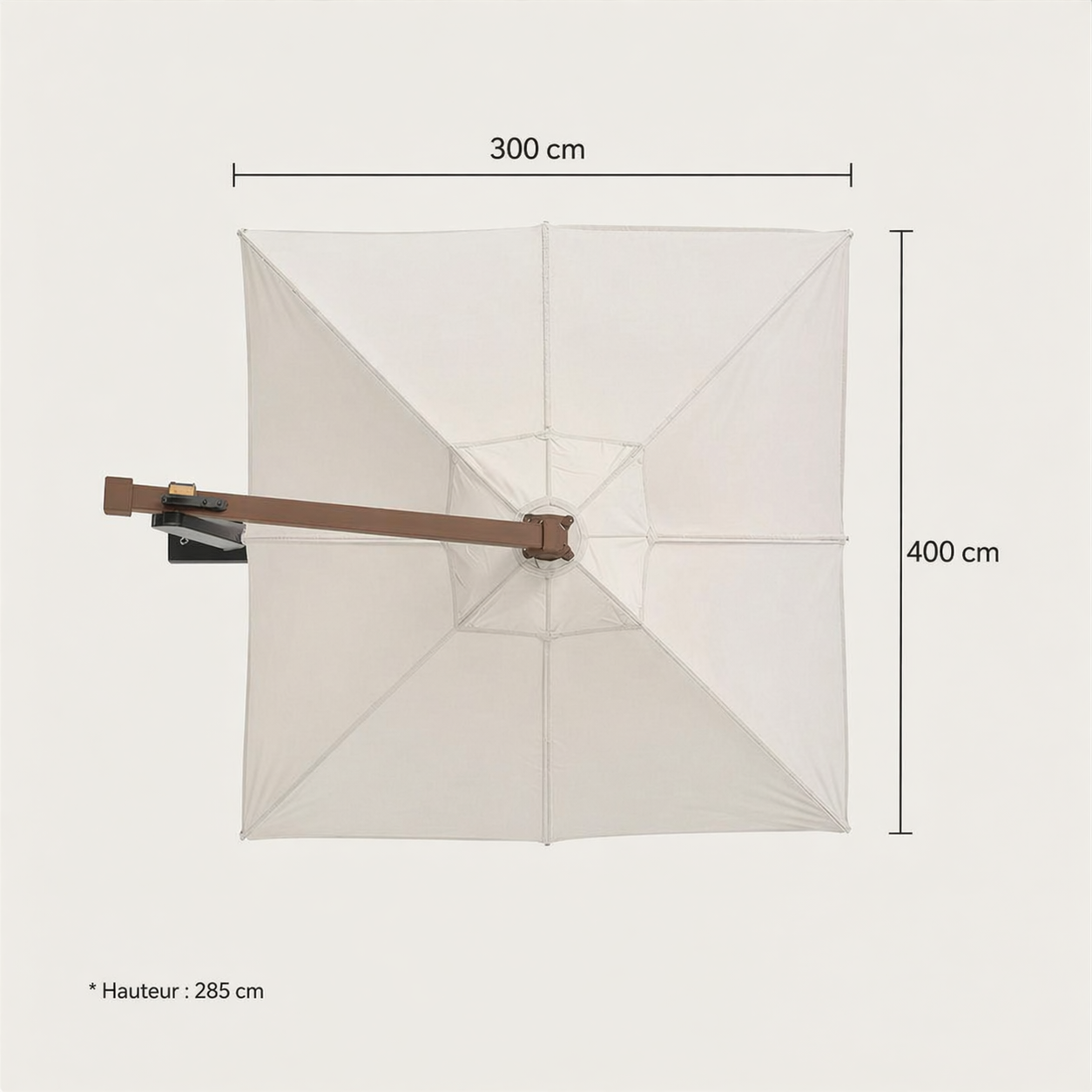 Parasol Déporté 3×4m Avec Mât Bois Premium | Shadora