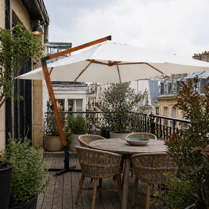 Parasol Déporté 3×4m Avec Mât Bois Premium | Shadora