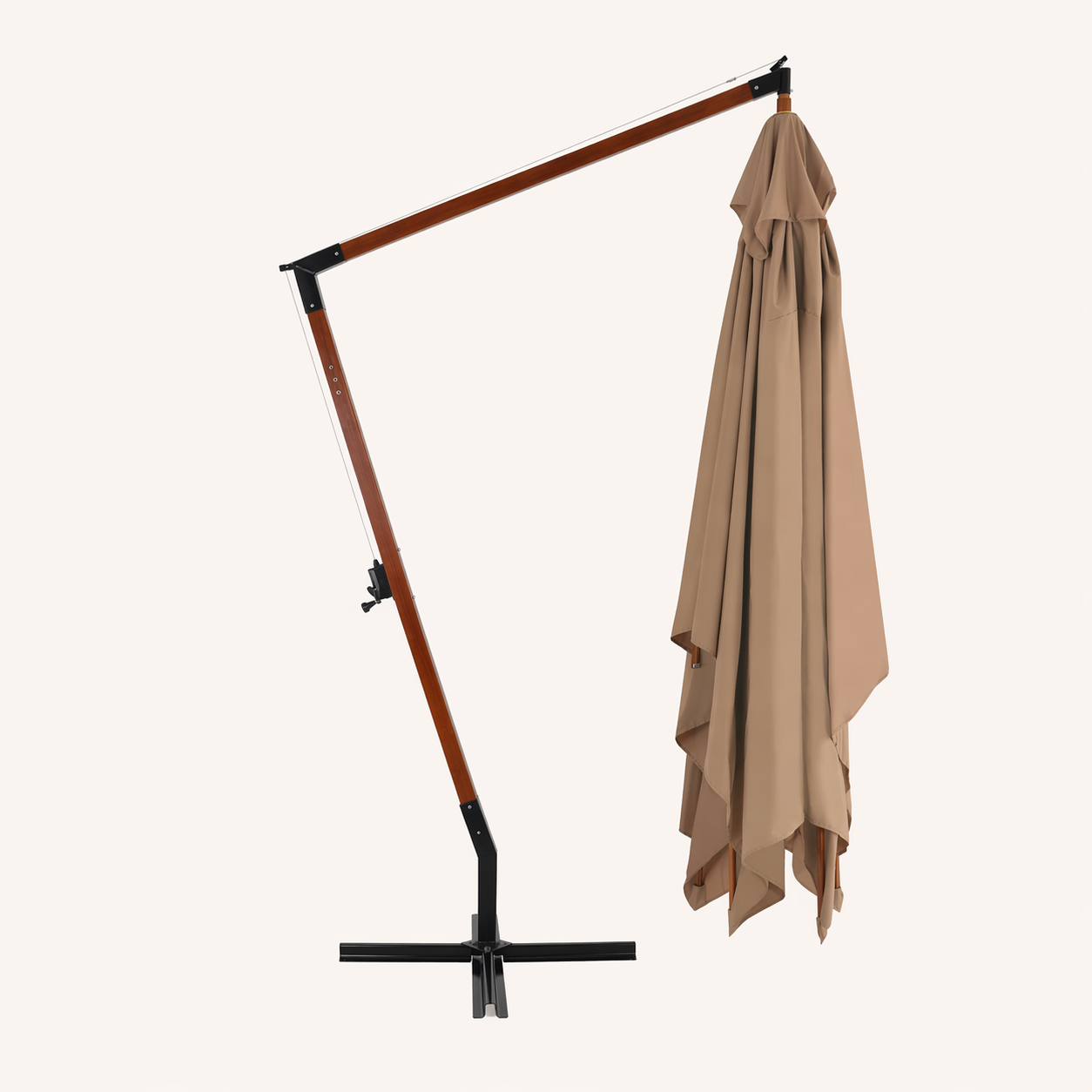 Parasol Déporté 3×4m Avec Mât Bois Premium | Shadora