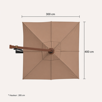 Parasol Déporté 3×4m Avec Mât Bois Premium | Shadora