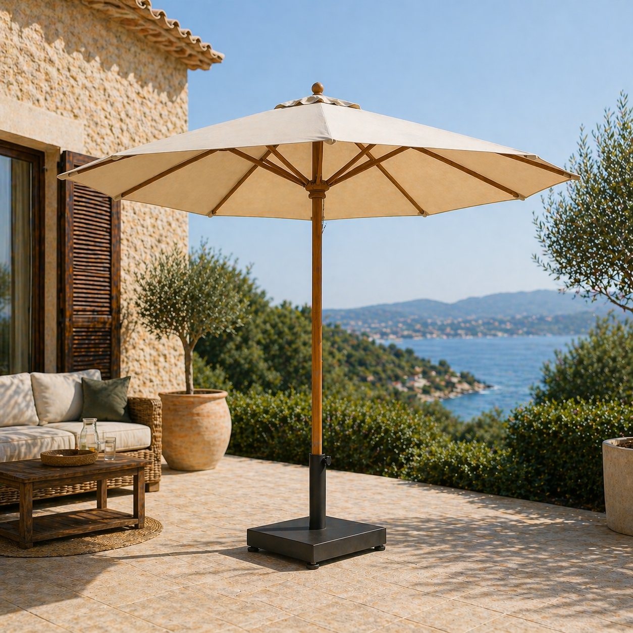 Base de parasol premium 25 kg | noir