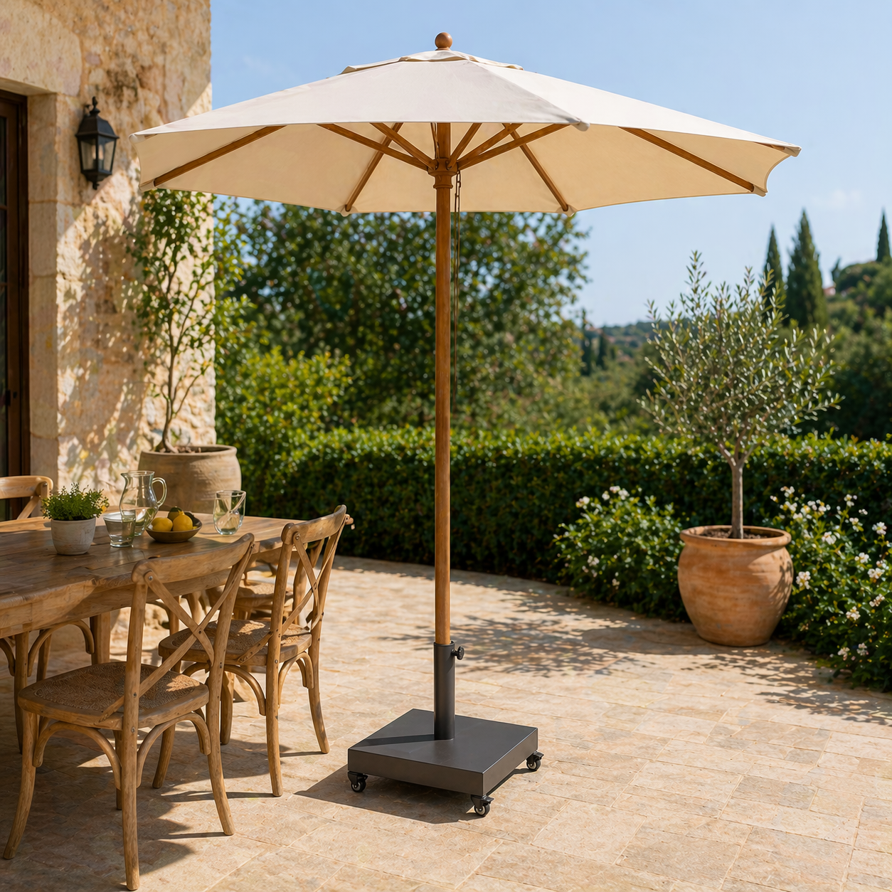 Base de parasol à roulettes premium 26 kg | Noir