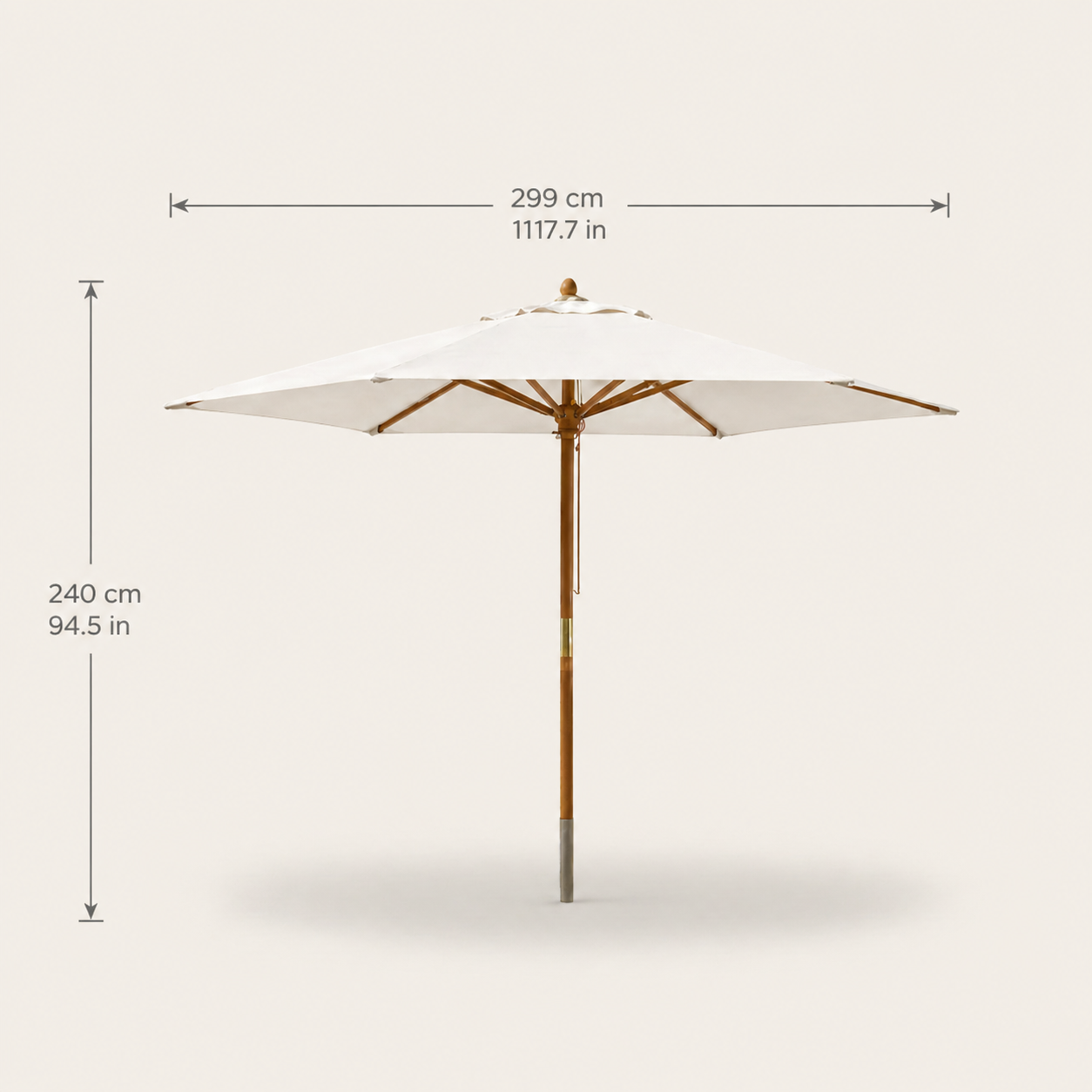 Parasol Bois mât chic 299 cm de Diamètre  | Shadora