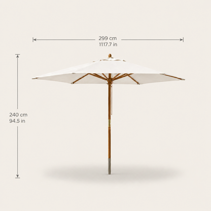 Parasol Bois mât chic 299 cm de Diamètre  | Shadora