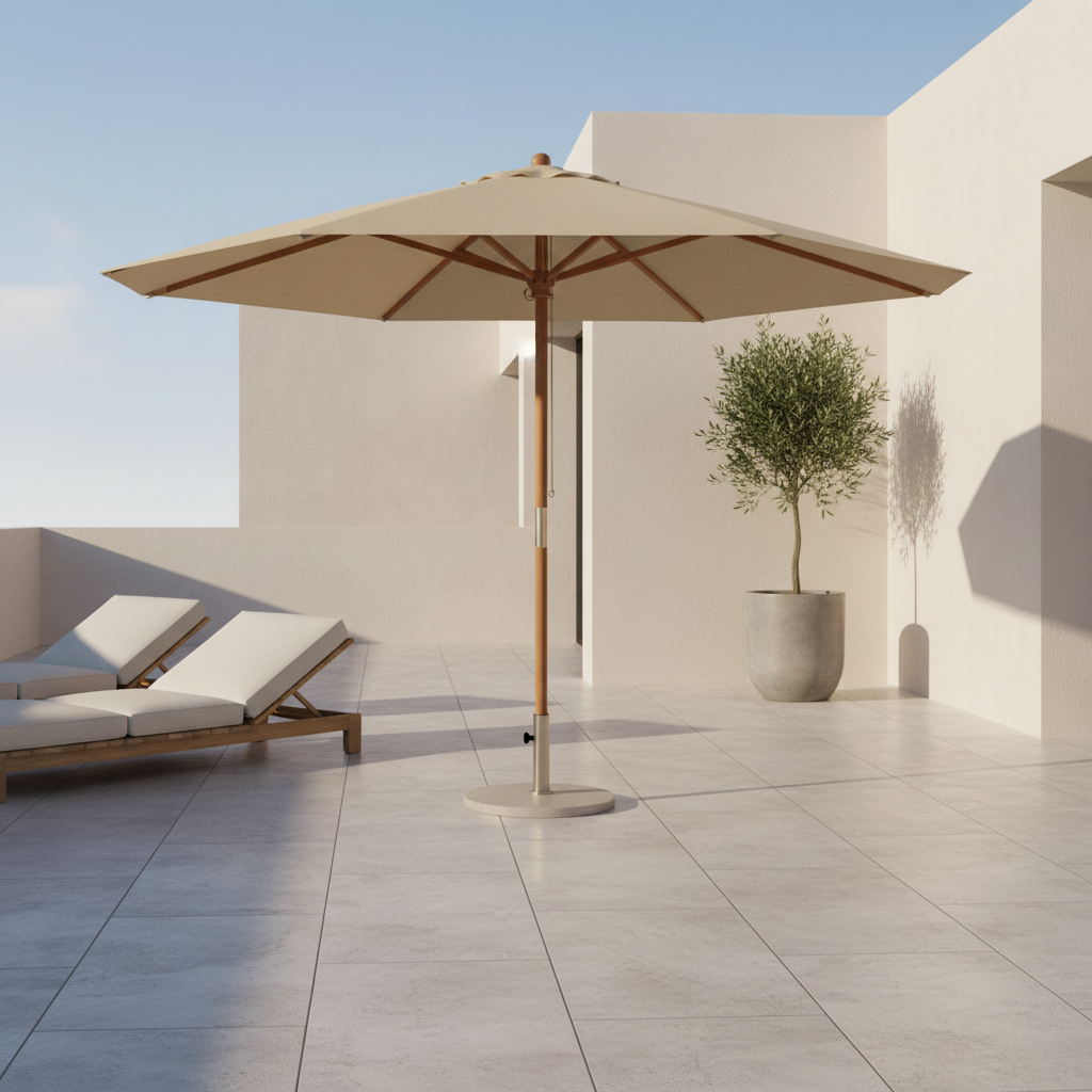 Parasol Bois mât chic 299 cm de Diamètre  | Shadora