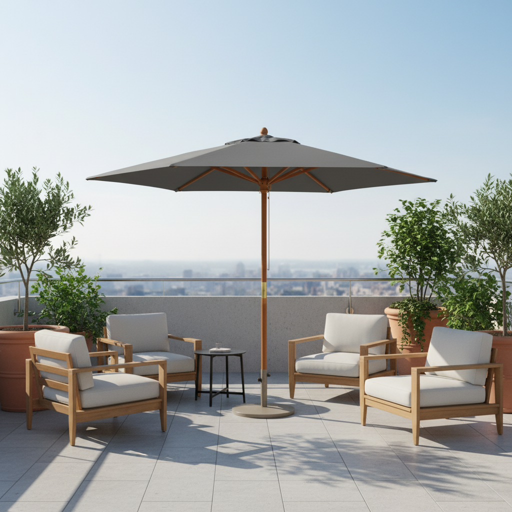 Parasol Bois mât chic 299 cm de Diamètre  | Shadora