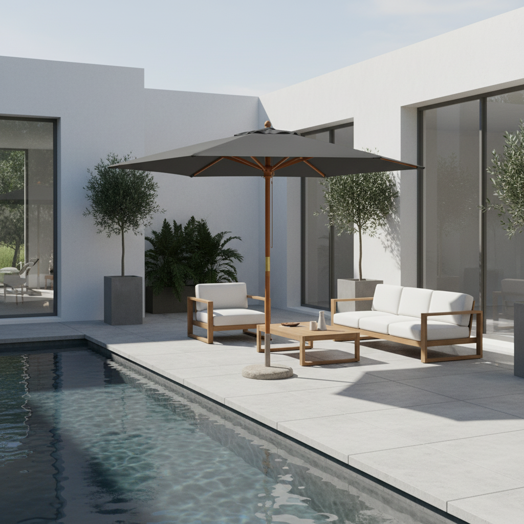 Parasol Bois mât chic 299 cm de Diamètre  | Shadora