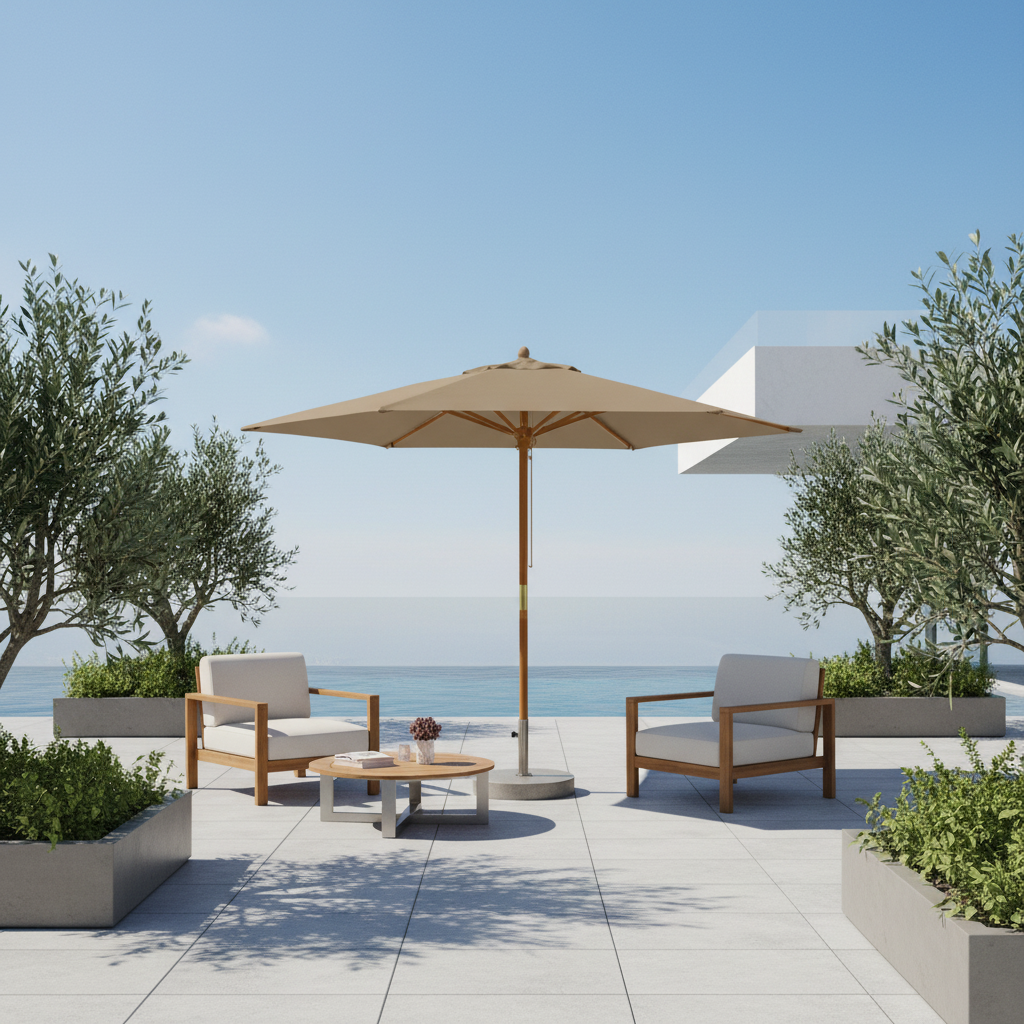 Parasol Bois mât chic 299 cm de Diamètre  | Shadora