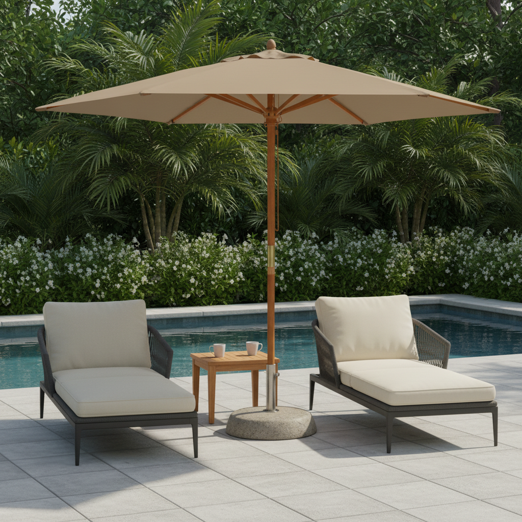 Parasol Bois mât chic 299 cm de Diamètre  | Shadora