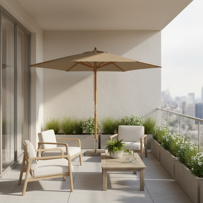 Parasol Bois mât chic 299 cm de Diamètre  | Shadora