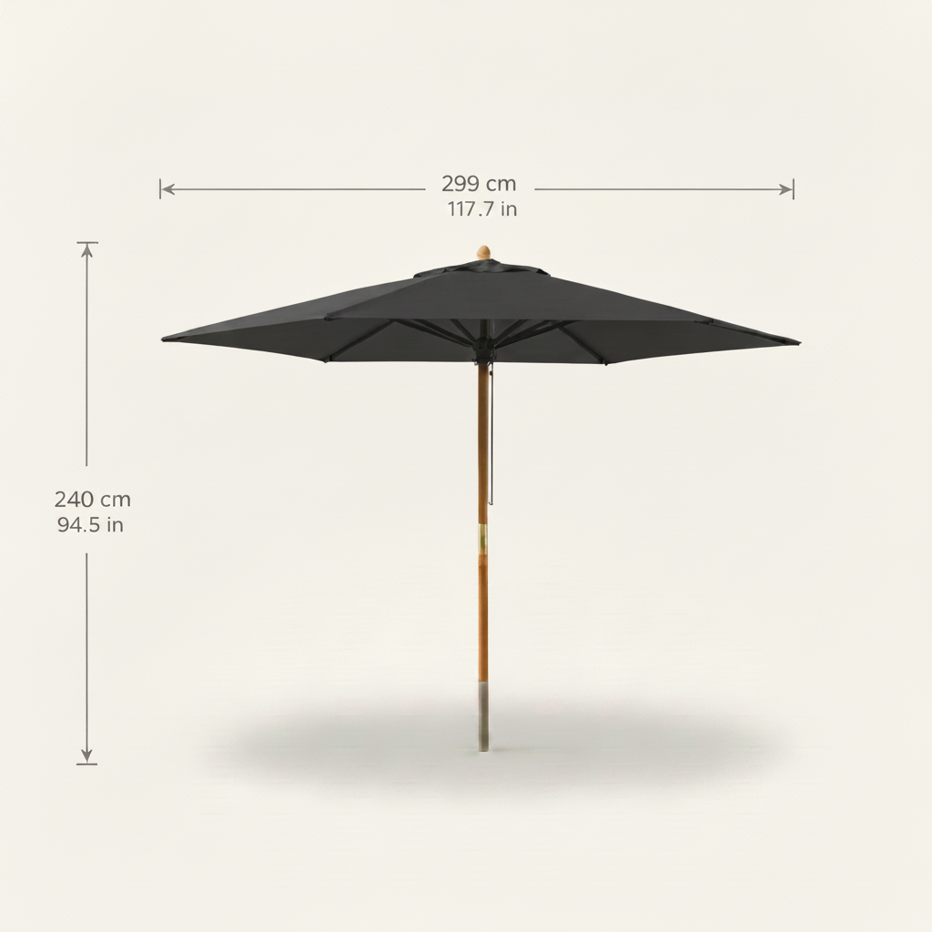 Parasol Bois mât chic 299 cm de Diamètre  | Shadora