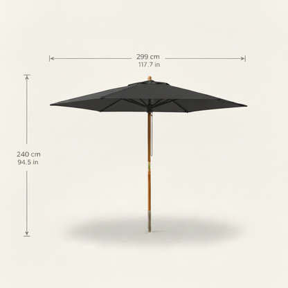 Parasol Bois mât chic 299 cm de Diamètre  | Shadora