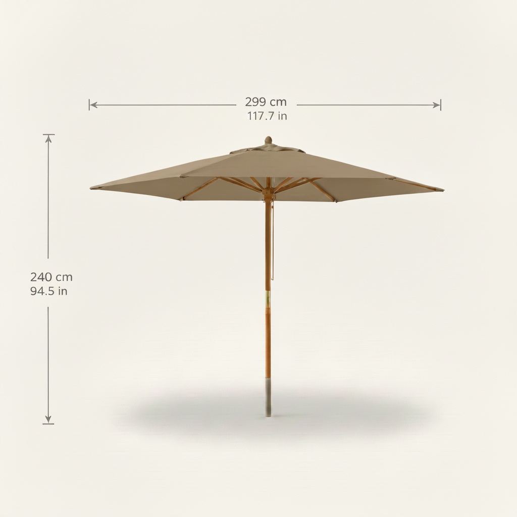 Parasol Bois mât chic 299 cm de Diamètre  | Shadora