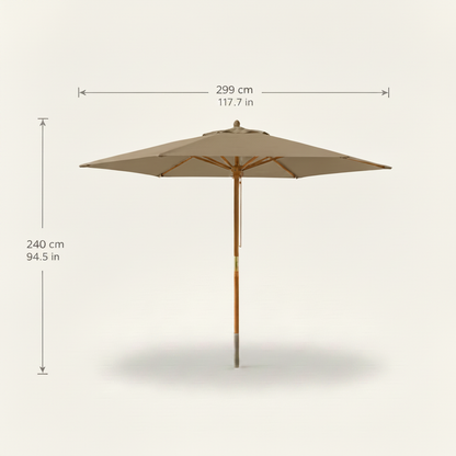 Parasol Bois mât chic 299 cm de Diamètre  | Shadora