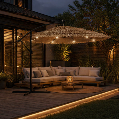 Parasol Exotique LED Carré Effet Paille | Shadora