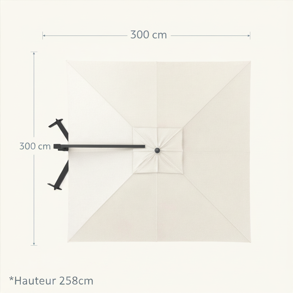 Parasol Déporté 3x3m Premium | Shadora