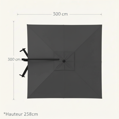 Parasol Déporté 3x3m Premium | Shadora