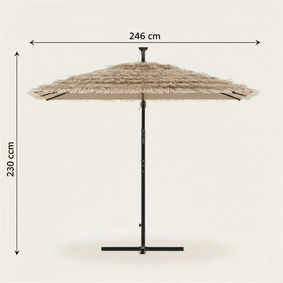 Parasol Exotique LED Carré Effet Paille | Shadora